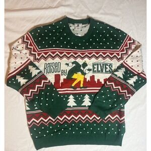 ELF Raised By Elves Ugly Christmas Sweater Men's New XL